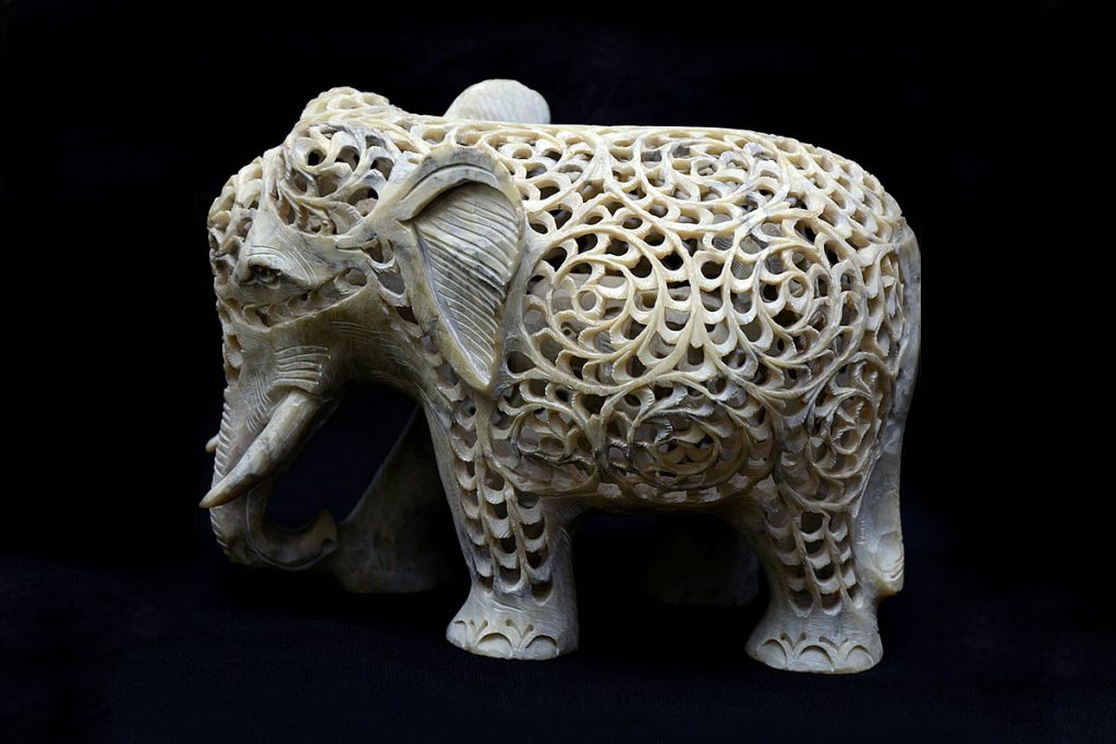 Green Marble Elephant Statue | Pietra Dura Products